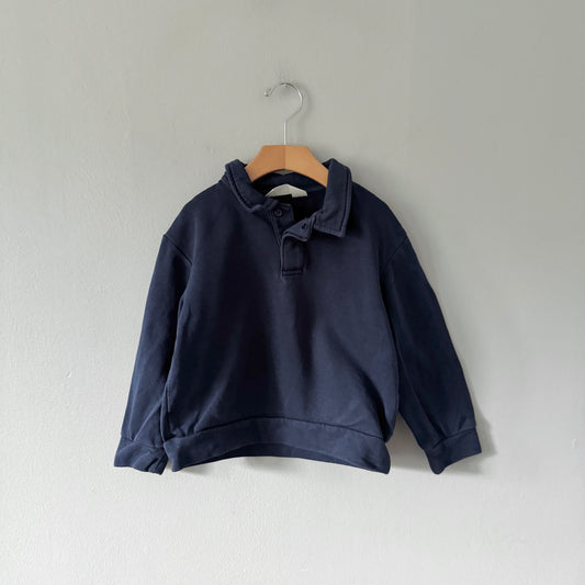 H&M / Navy crew top with collar / 4-6Y