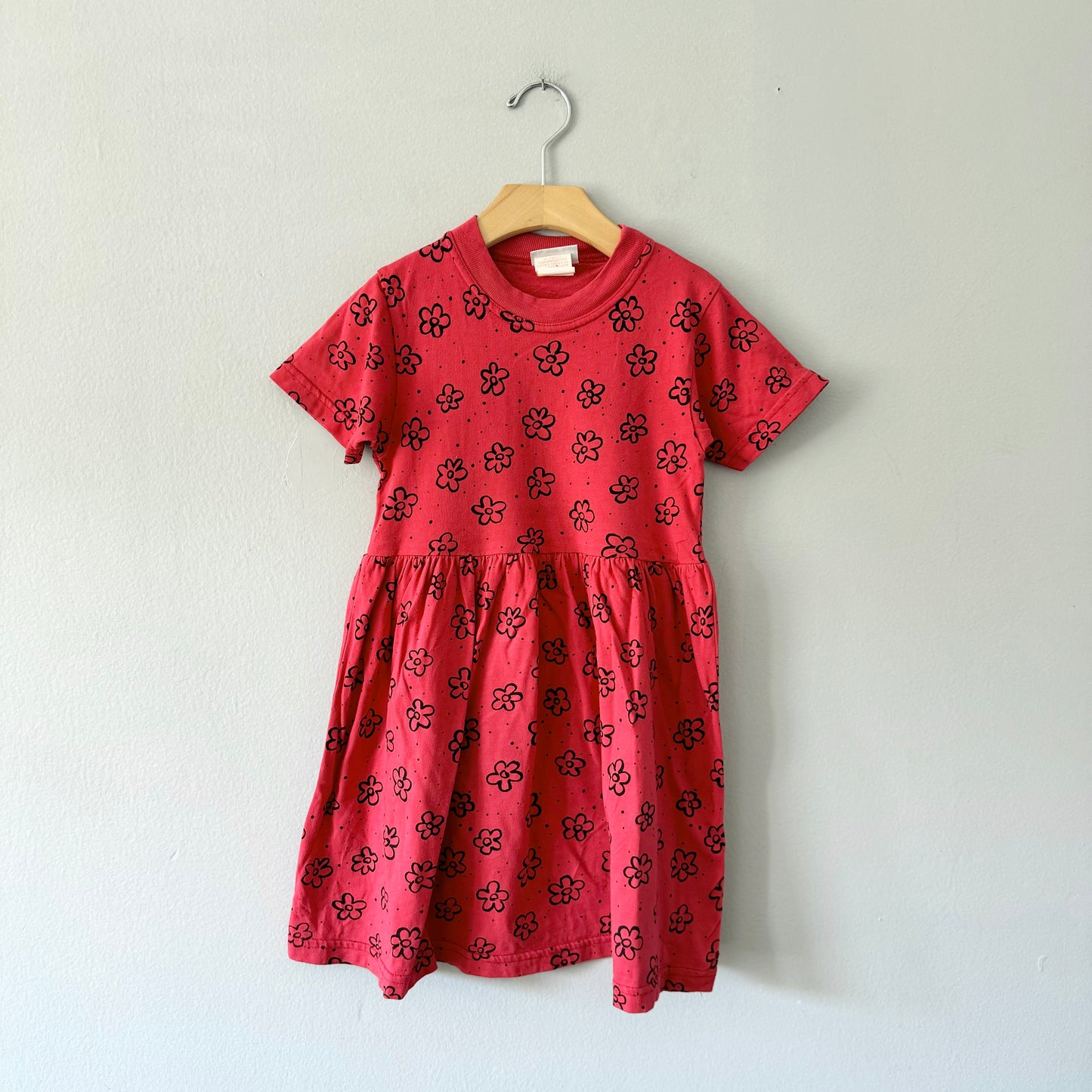 Vintage / Nonono red x flower dress / 4Y