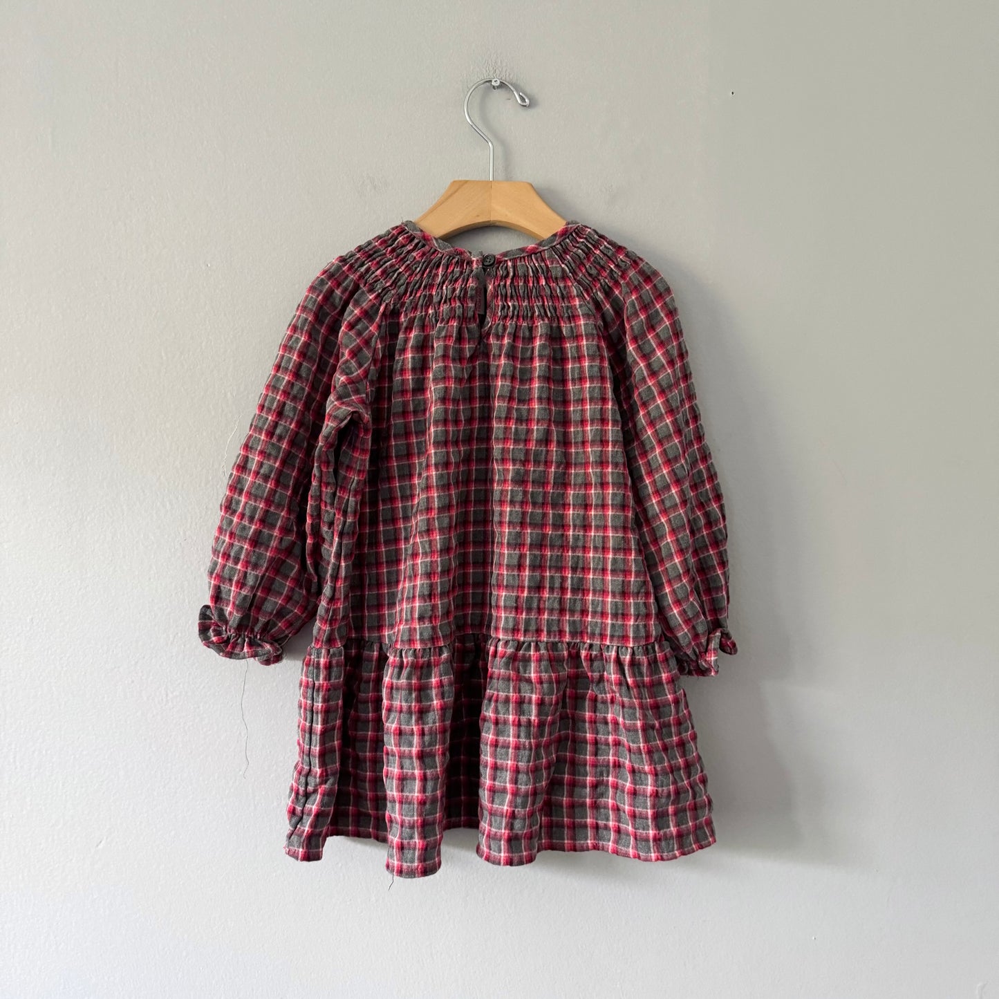 Zara / Grey red checked dress / 2-3Y