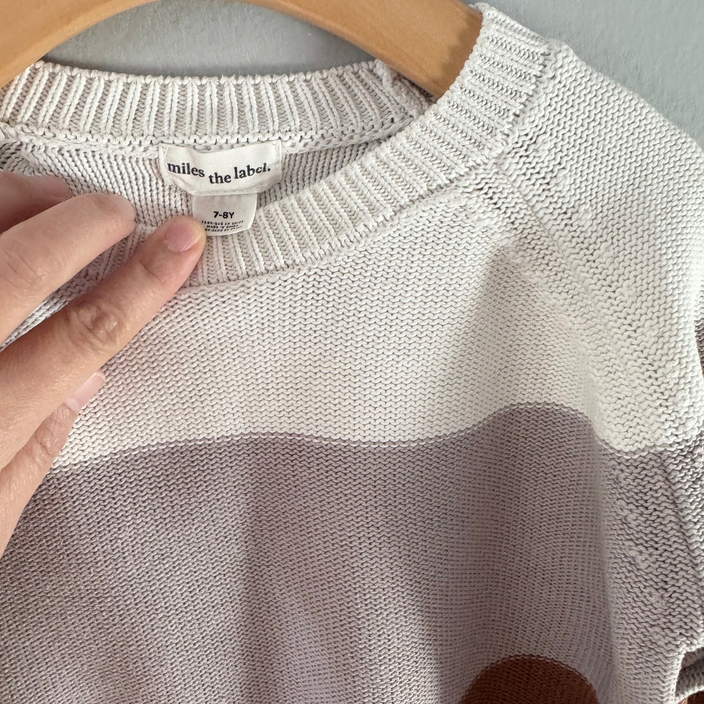 Miles the label / Trio colour cotton knit pullover / 7-8Y