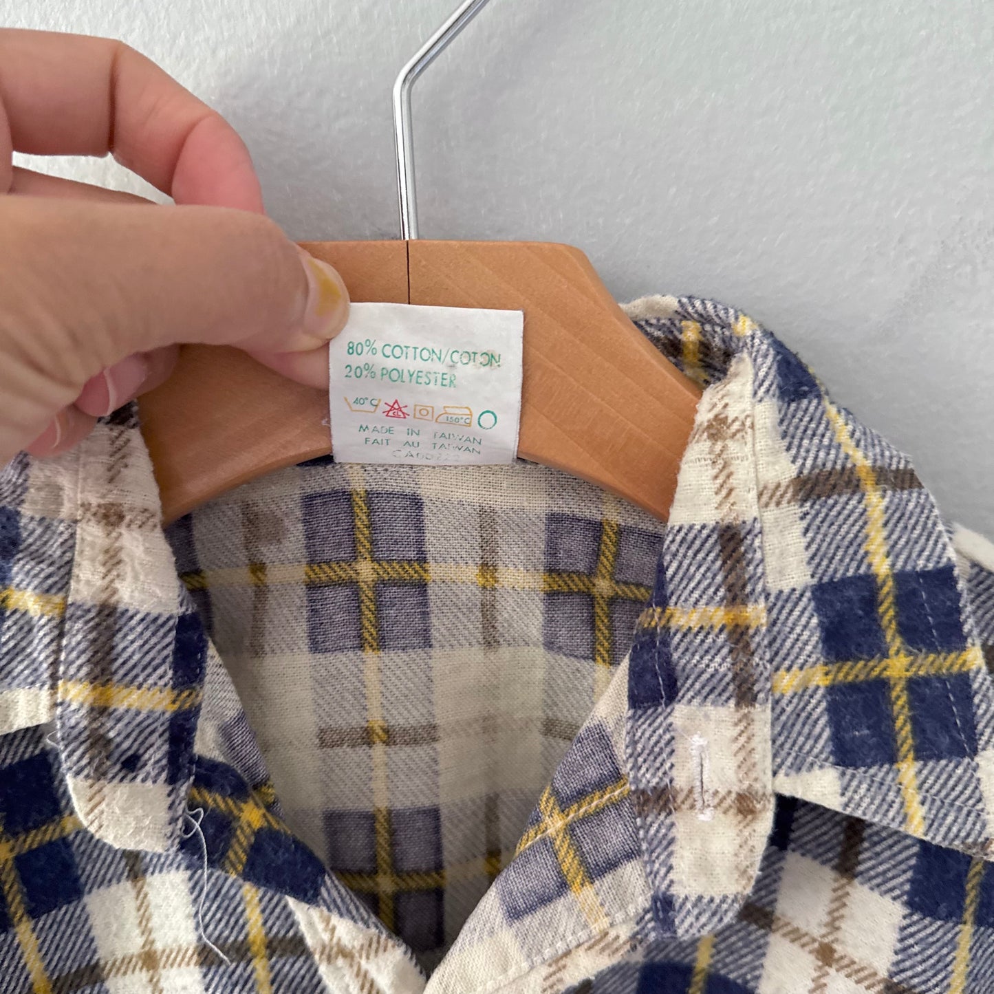 Vintage Sears / White navy flannel shirt / 6Y