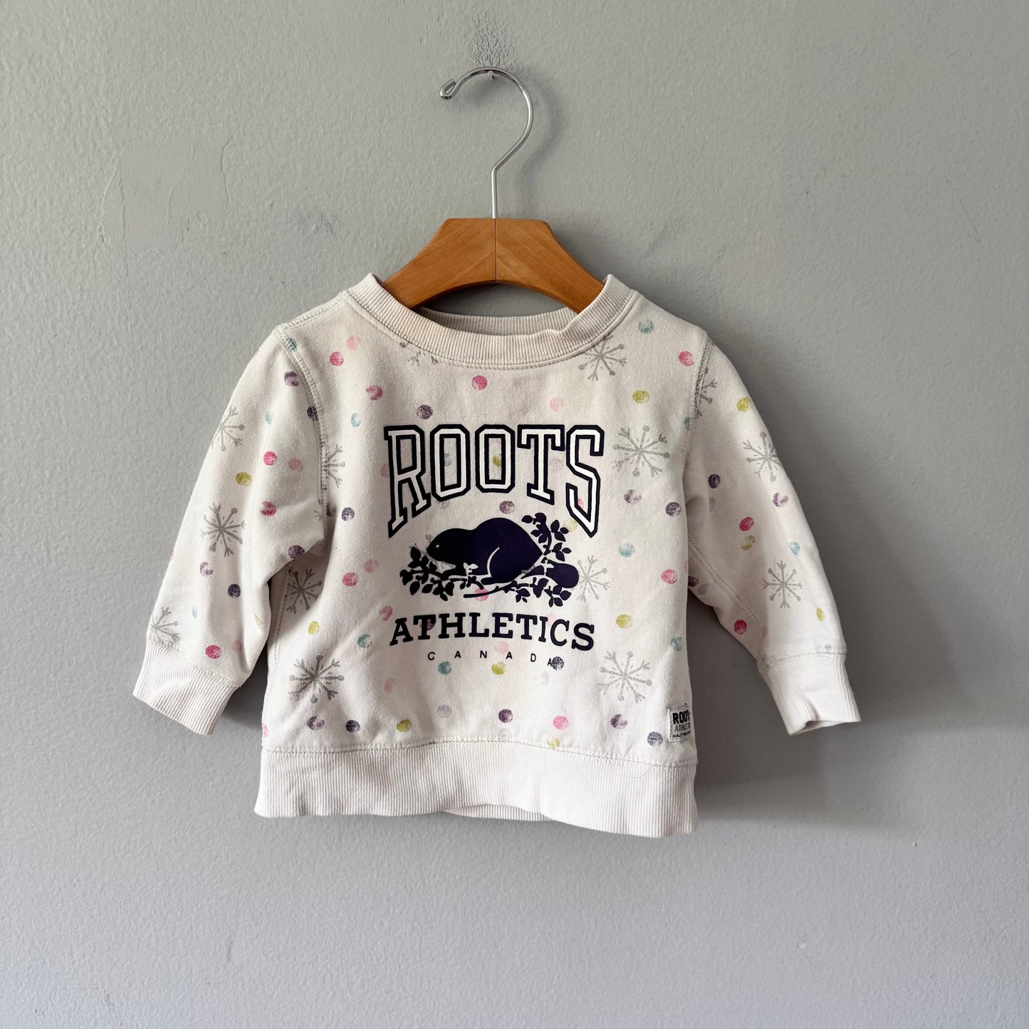 Roots / White x dots logo sweatshirt / 12-18M