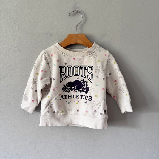 Roots / White x dots logo sweatshirt / 12-18M