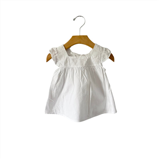 No brand / White ruffle shoulder blouse dress / 80cm(12M)