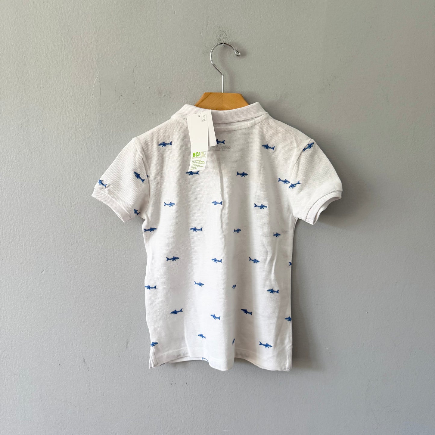Anko kids / White x shark polo shirt / / 6Y - New with tag