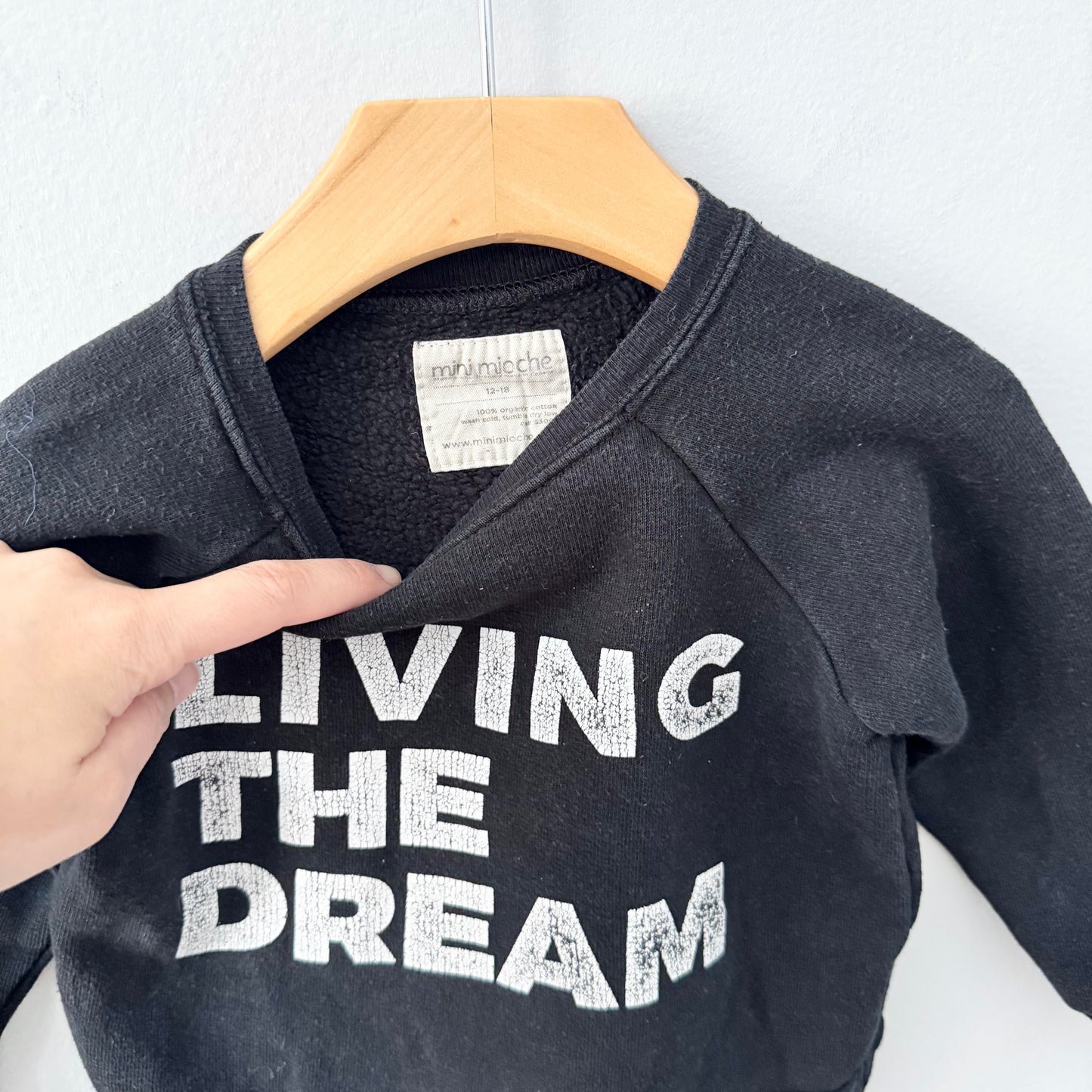 Mini mioche / Sweat Living the dream noir / 12-18M
