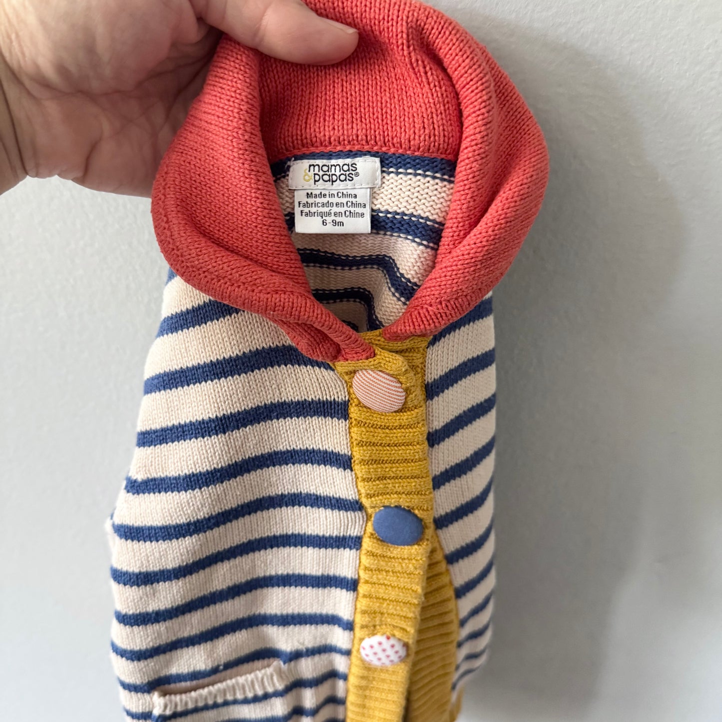 Mamas & Papas / Stripe cotton cardigan / 6-9M