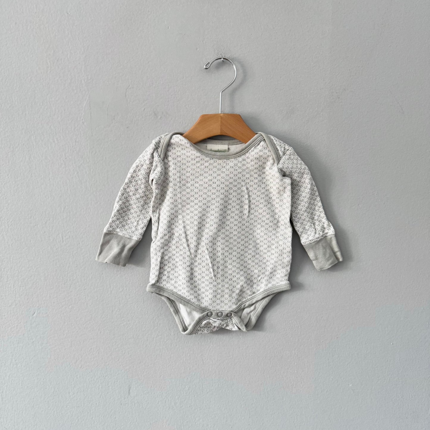 Sapling / Long sleeve onesie - white x light grey / 3-6M