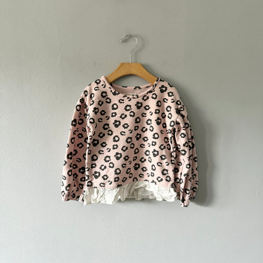 Tucker + Tate / Light pink x leopard sweatshirt / 4T