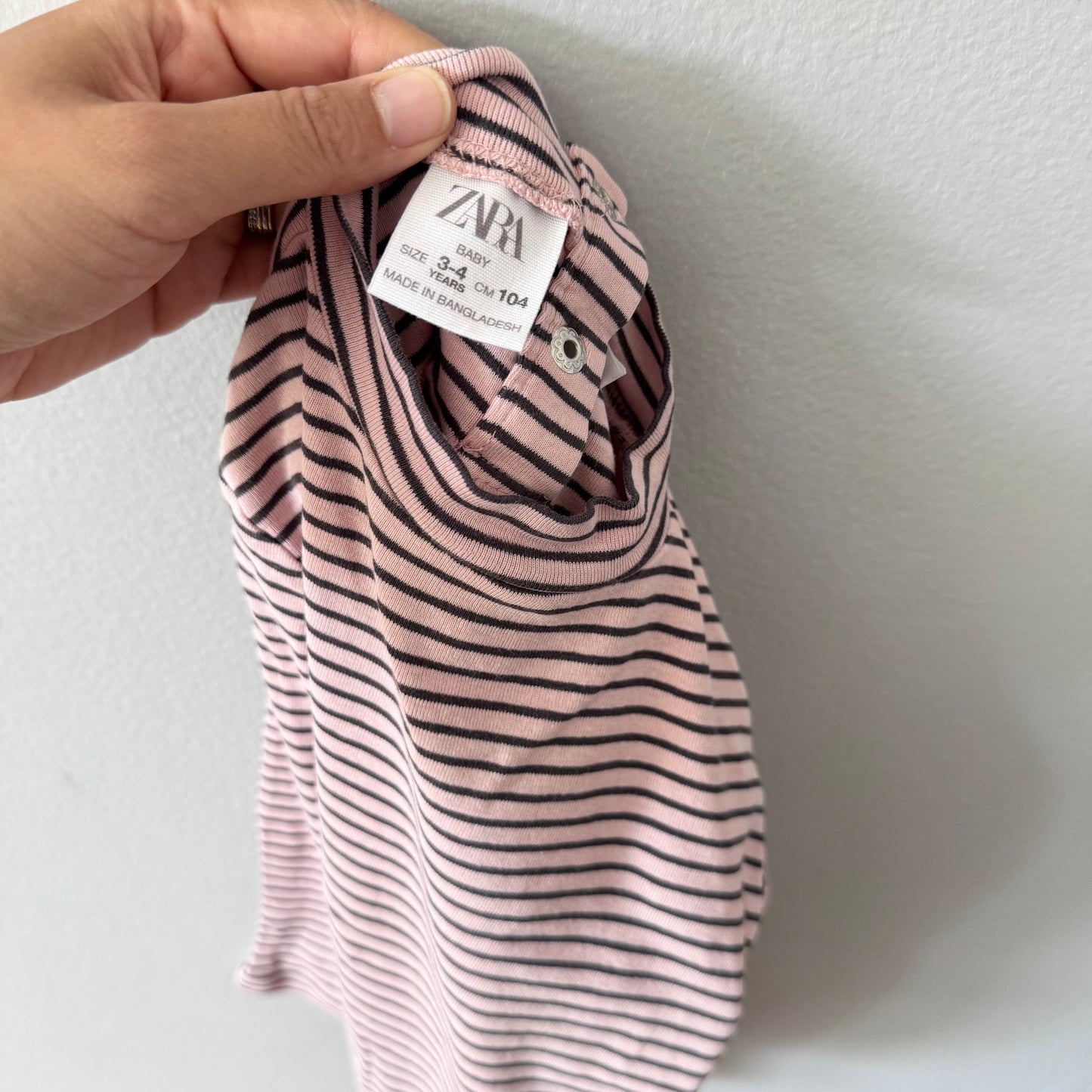 Zara / Pink x brown stripe long sleeve / 3-4Y