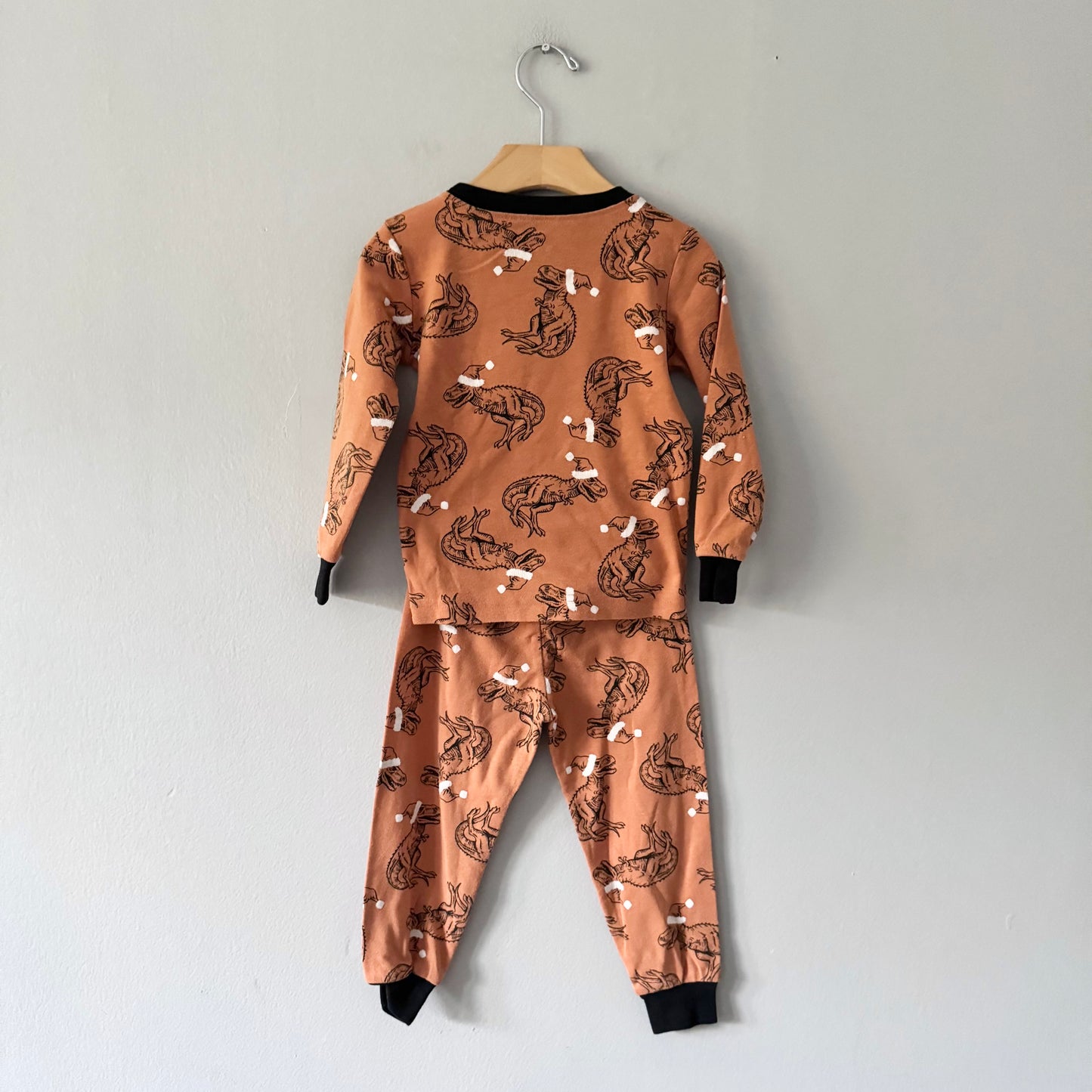 PL Sleep	/ Brown/orange x dinosaur pajama set / 3Y