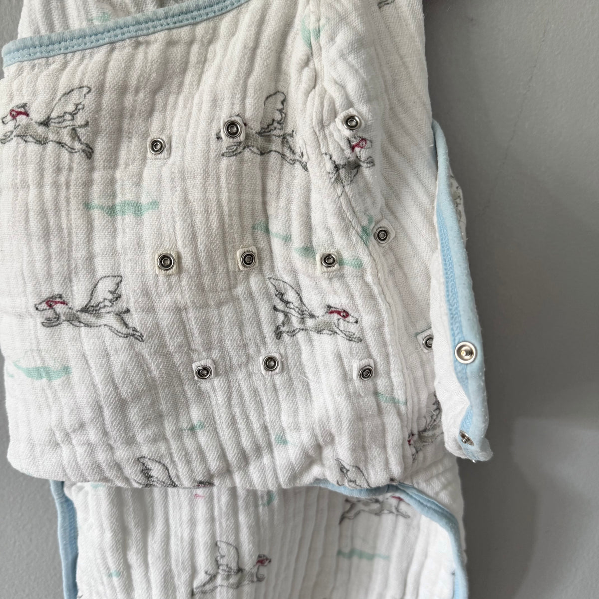 Aden + Anais / White x light blue swaddle / 3-6M