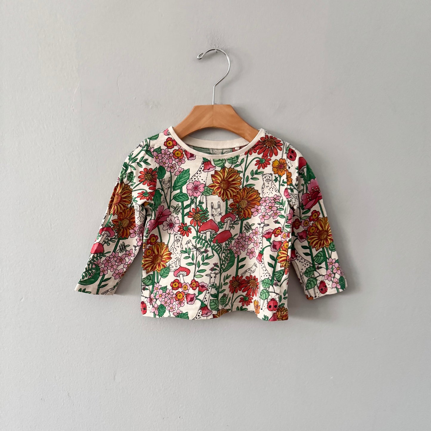 Next / White flower animal long sleeve / 12-18M