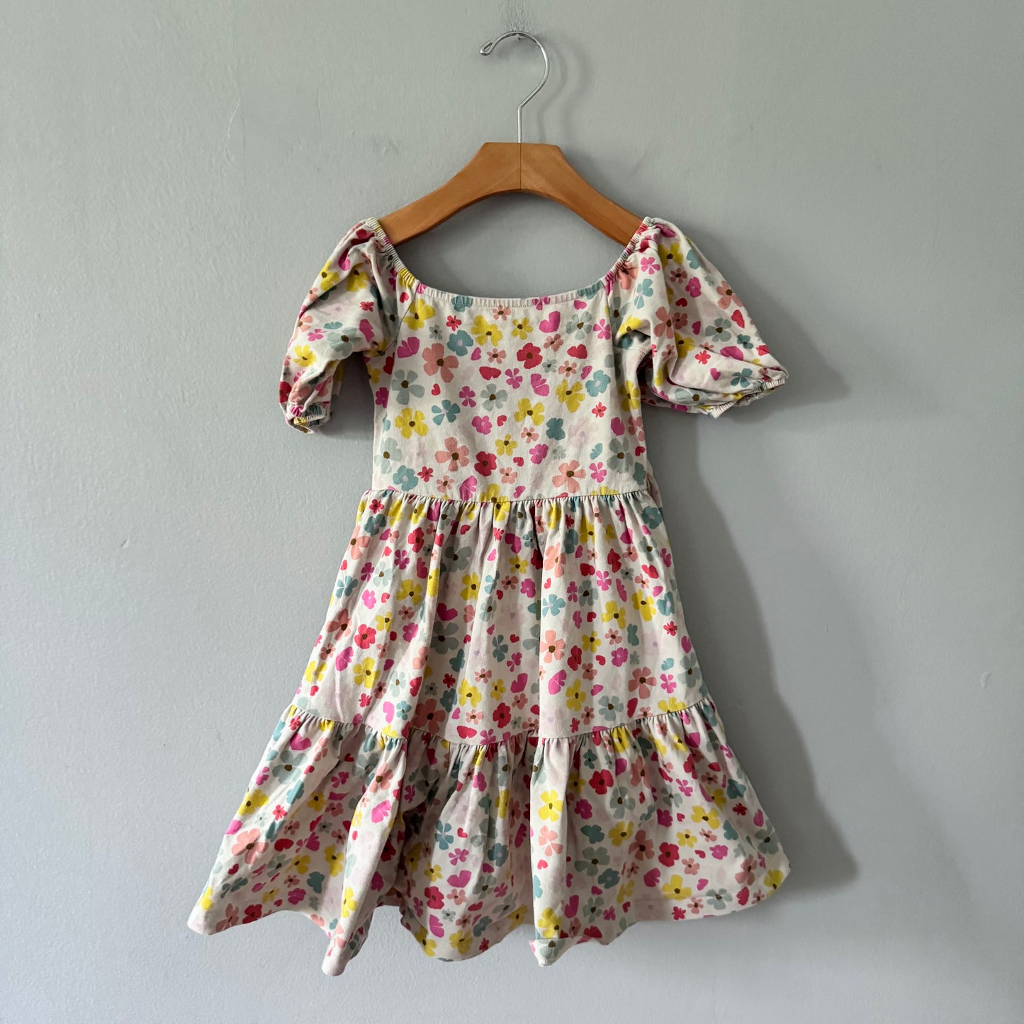 Alice + Ames / White x pink floral dress / 5Y
