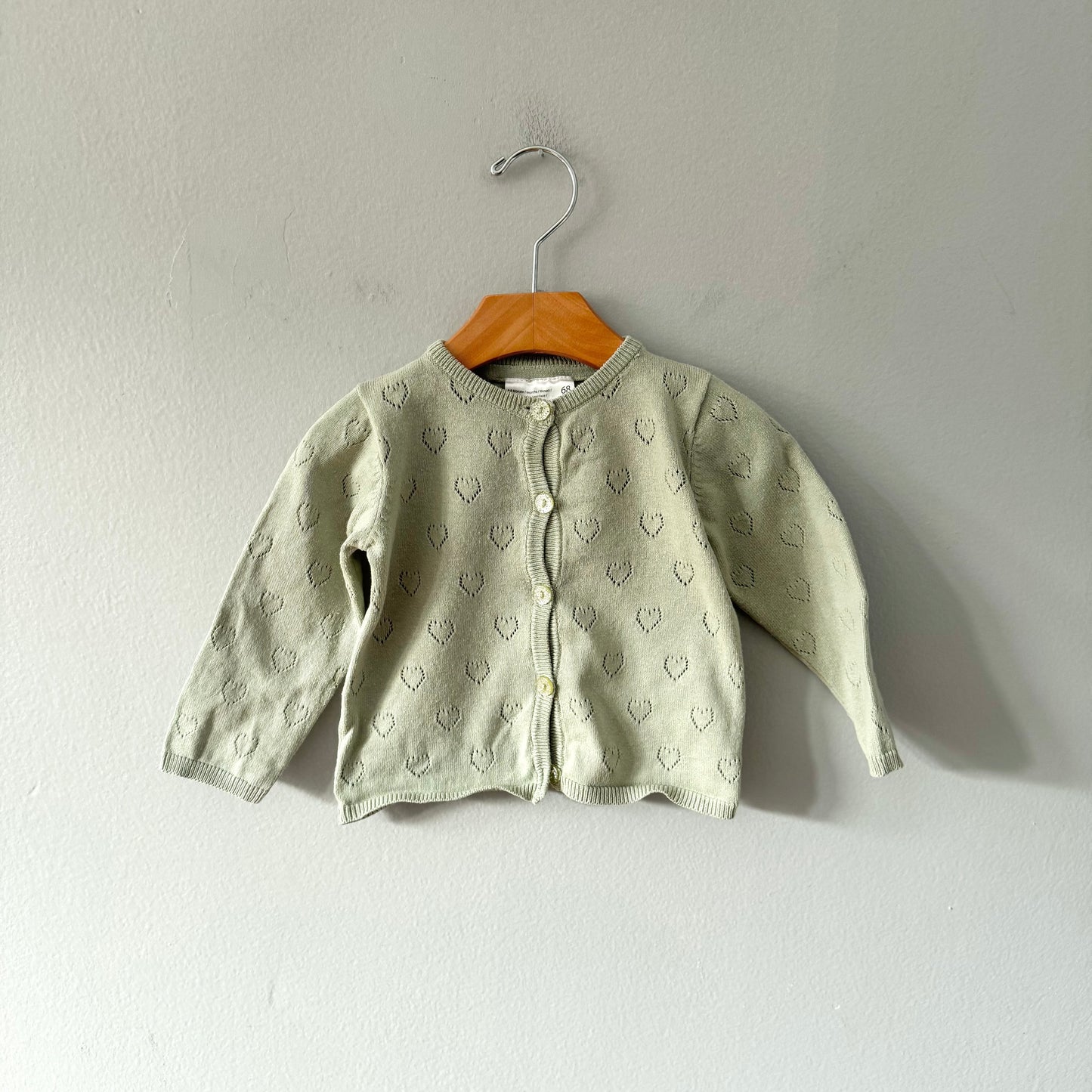 Ergee / Smokey green heart cotton cardigan / 3-6M(68)