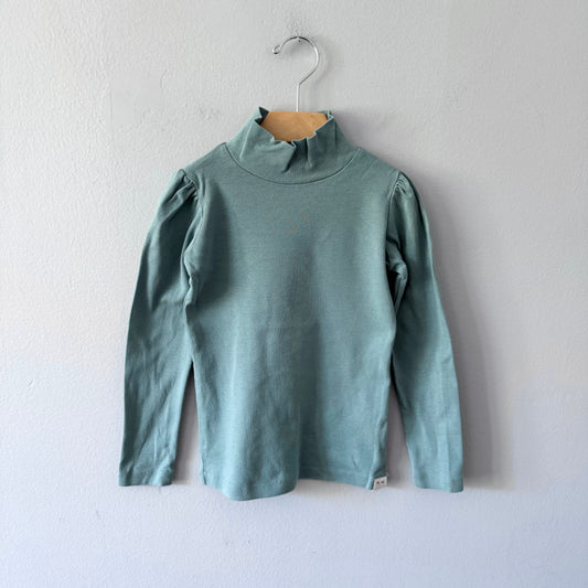 Petits Vilains / Smokey green mock neck top / 4-5Y