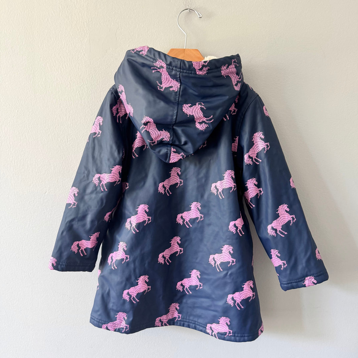 Hatley / Navy x pink unicorn rain jacket / 6Y