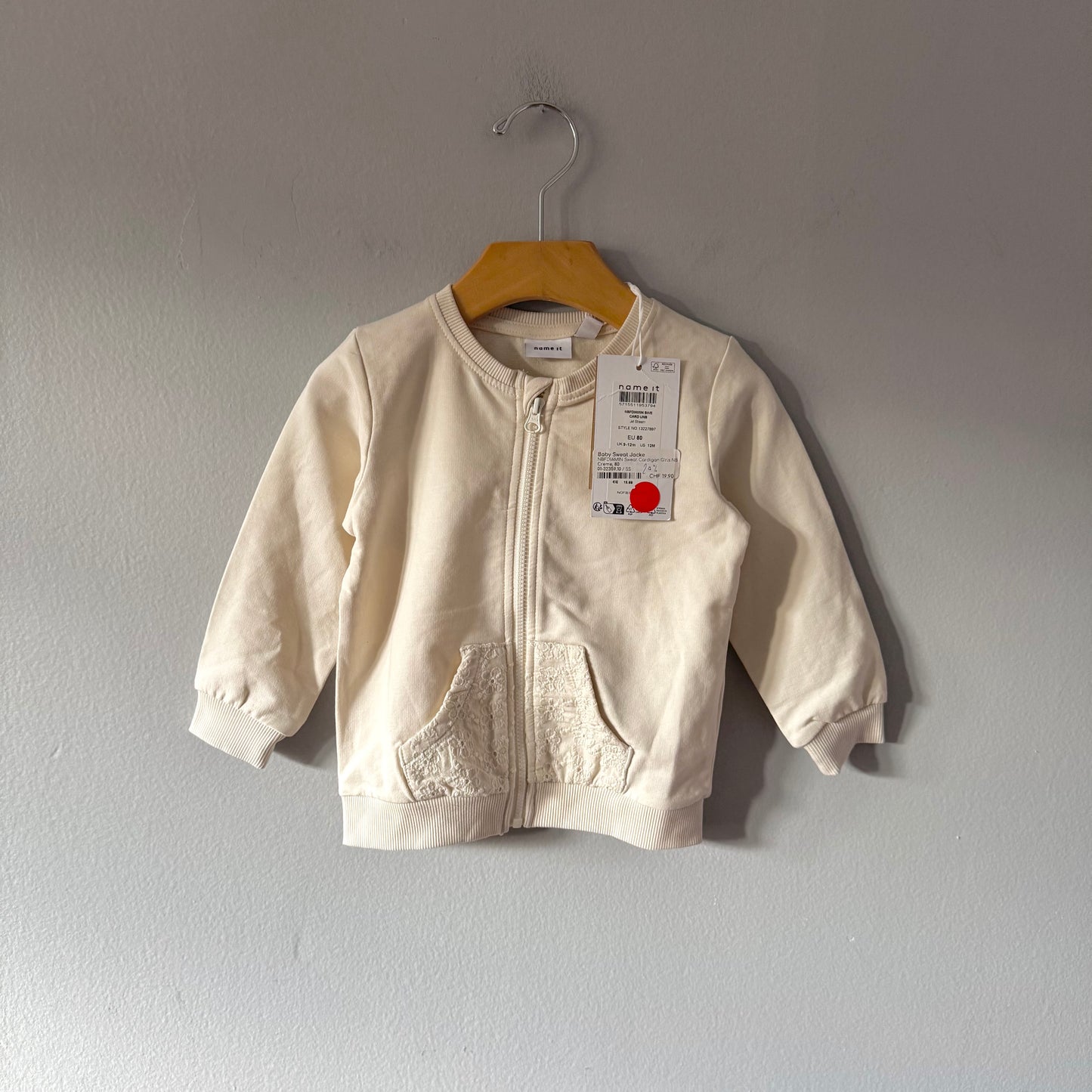 Name it / White crew zip up / 12M - New with tag