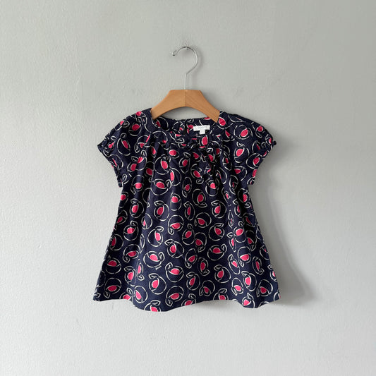Jacadi /  Navy x rose blouse / 5Y
