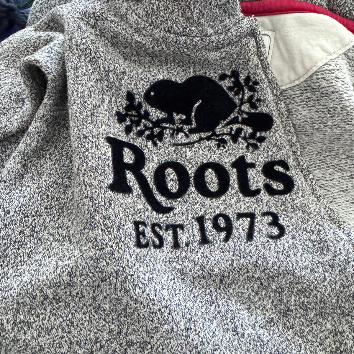 Roots / Salt and pepper crew romper / 6-12M