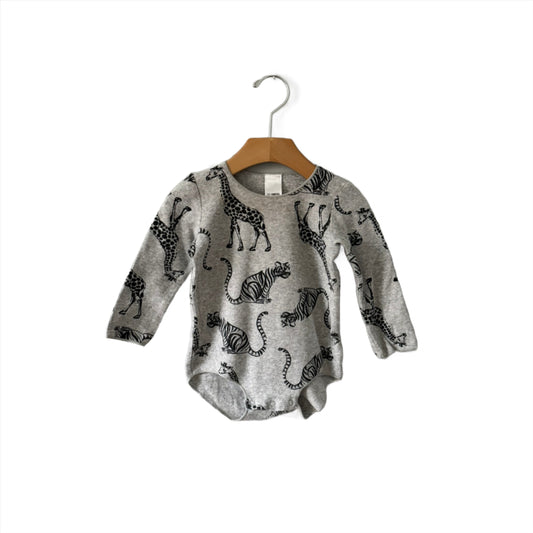 Bonds / Light grey x safari long sleeve onesie / 12-18M
