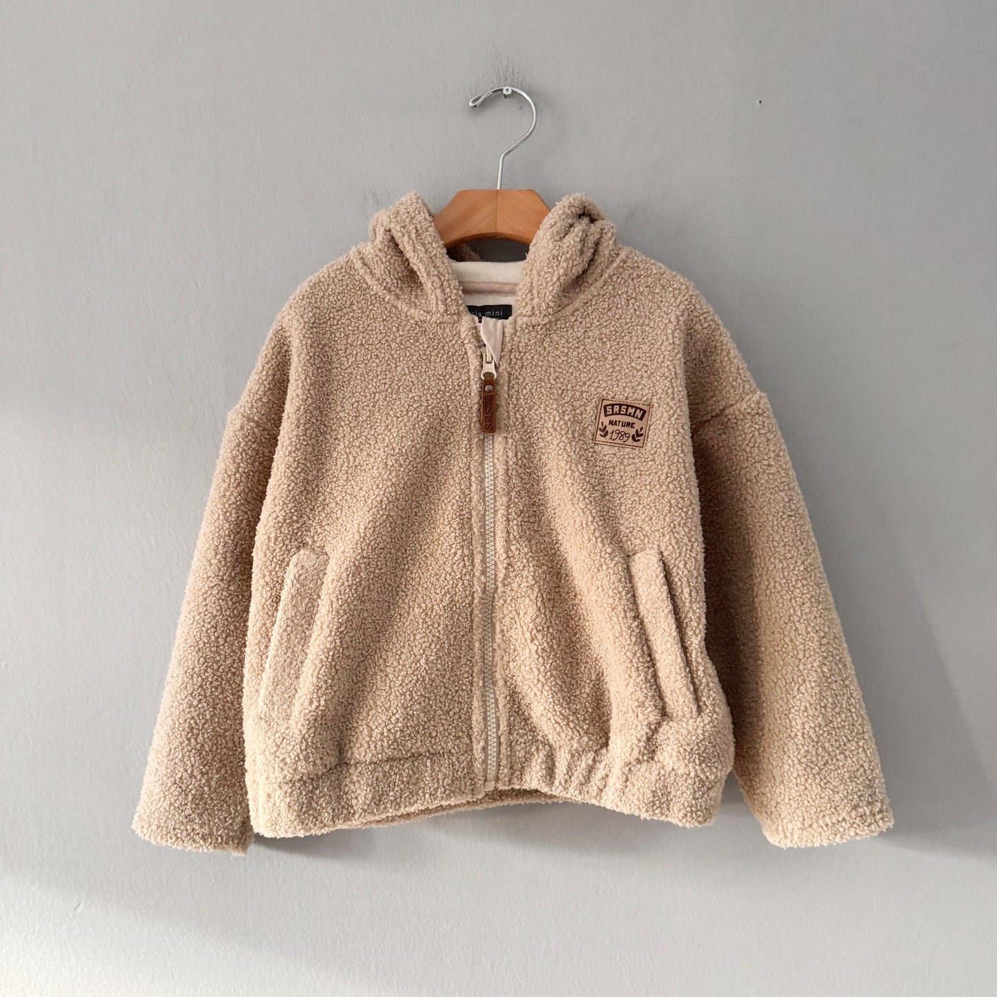Souris mini / Beige sherpa zip up hoodie / 5Y