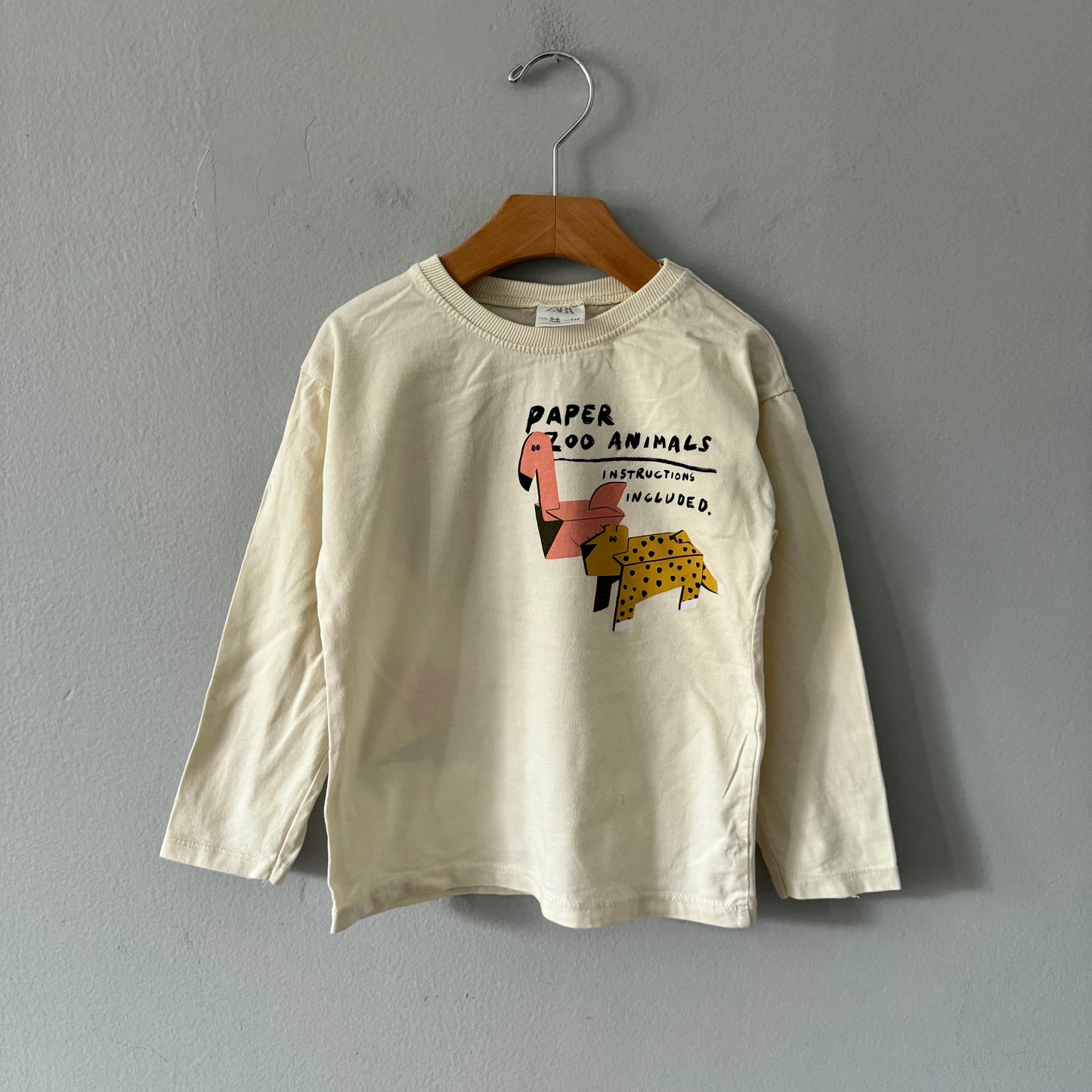 Zara / Paper zoo animals long sleeve / 5-6Y