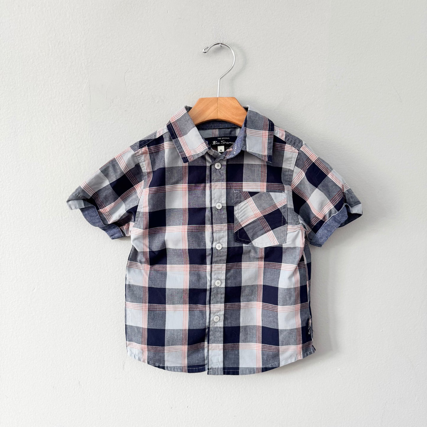 Ben Sherman / Chemise à carreaux bleu marine / 4 ans