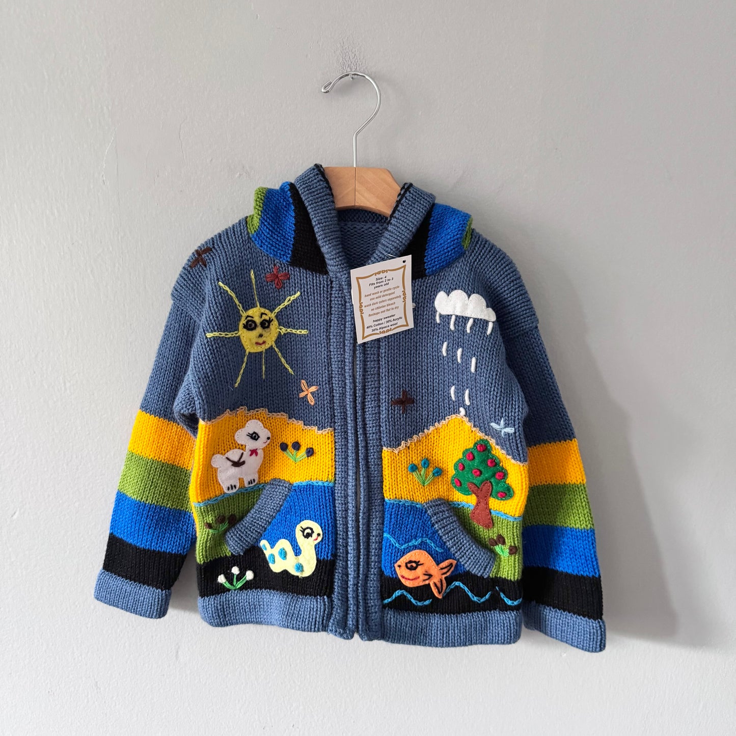 Asiri's Designs / Alpaca wool knit zip up jacket / 4Y - New with tag
