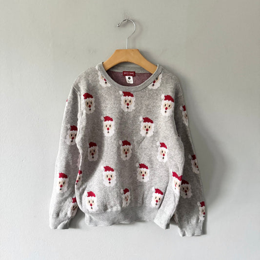 Petit Lem / Light grey x santa knit top / 7-8Y