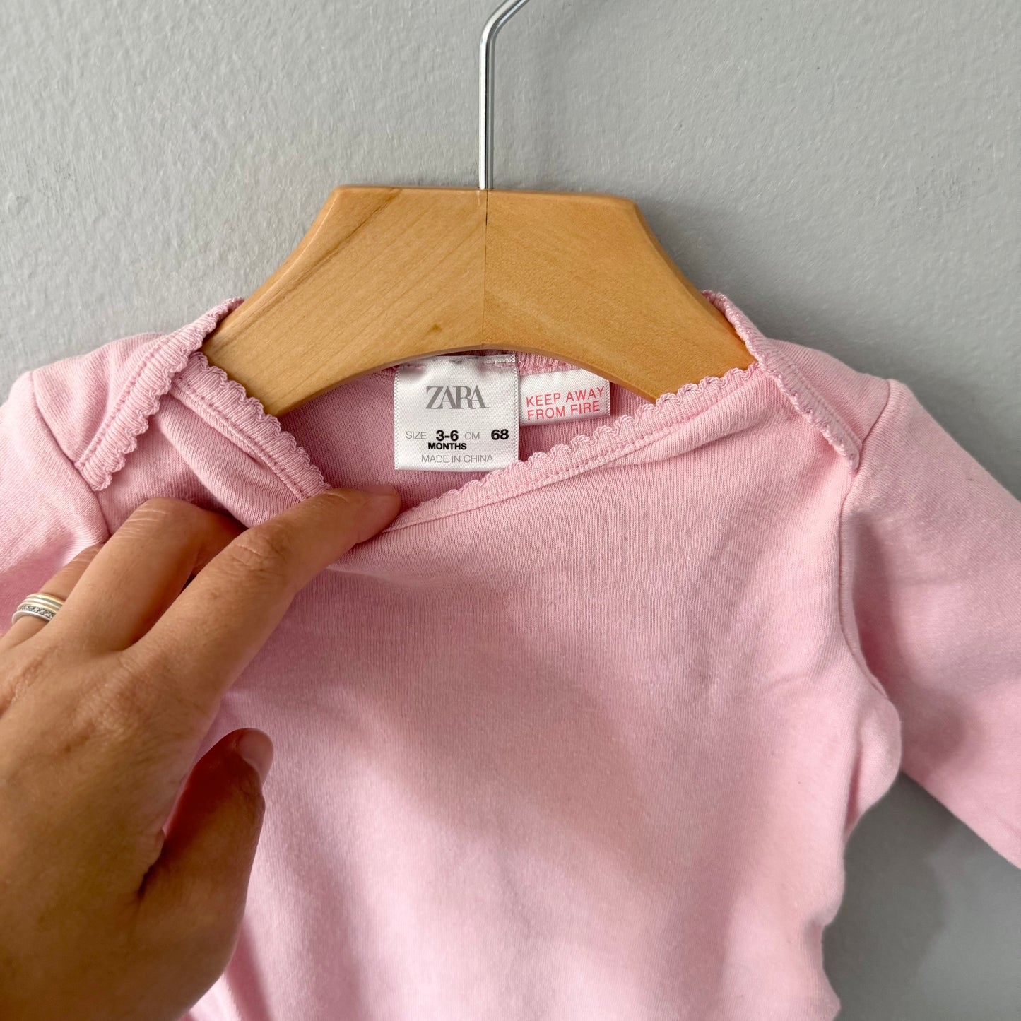 Zara / Pink long sleeve onesie / 3-6M