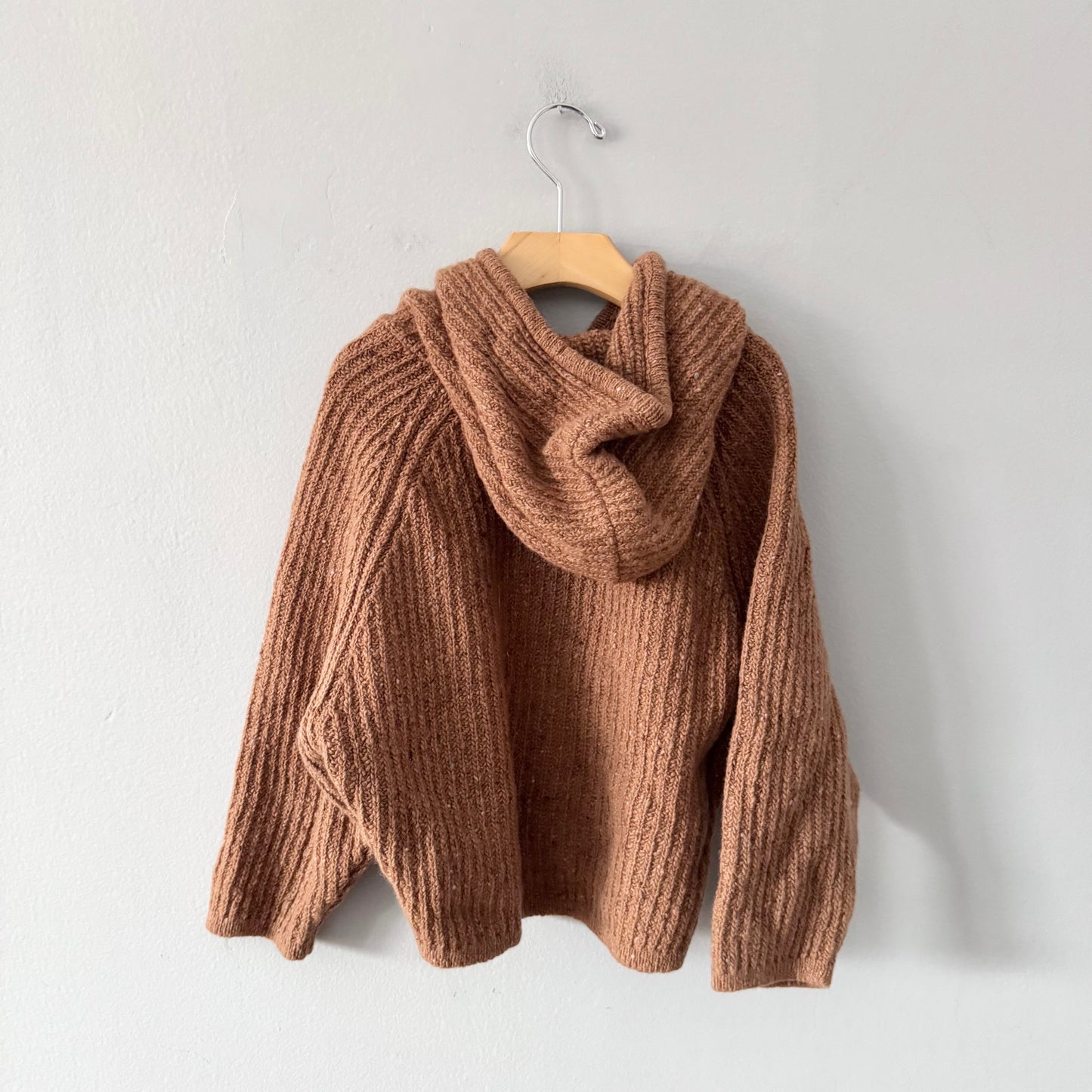 The Simple Folk / Brown 100% wool knit hoodie / 7-8Y