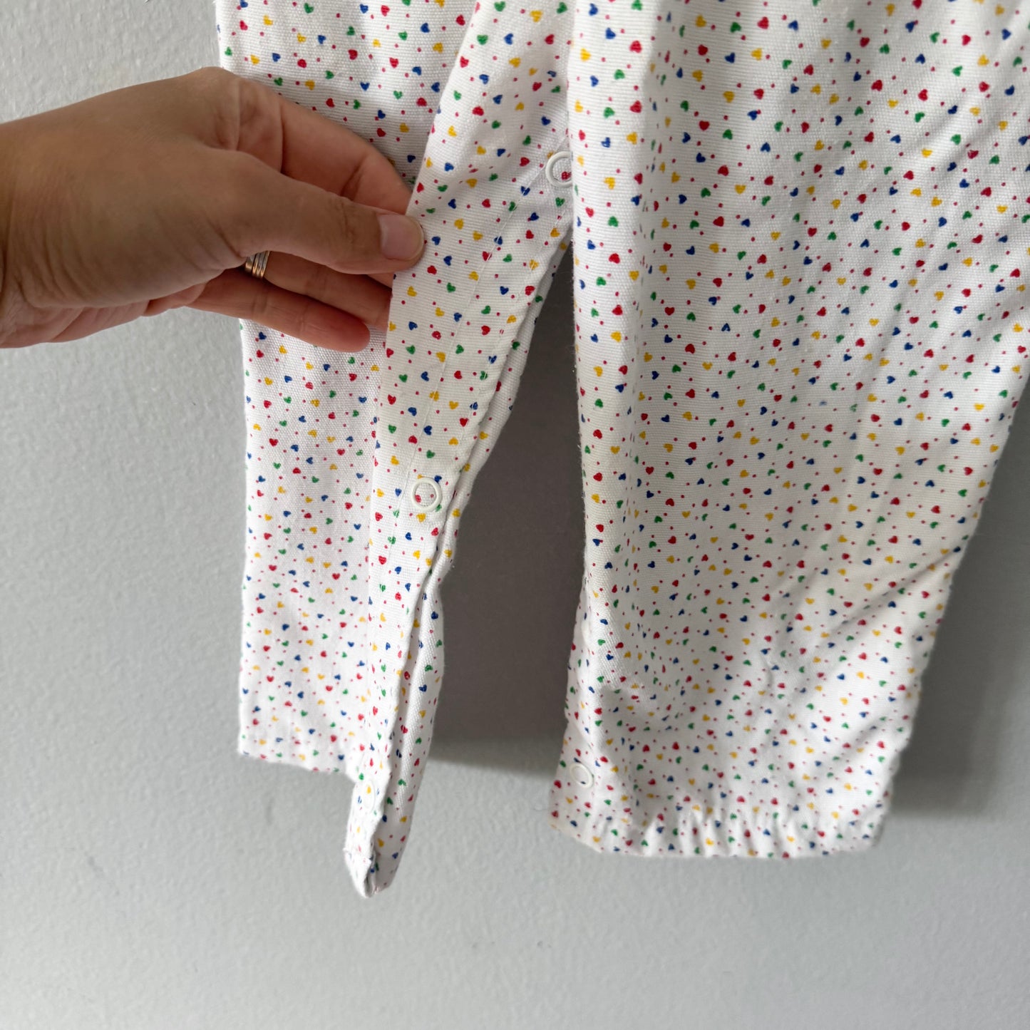 Vintage / Buster Brown - White x hearts overall pants / 18M