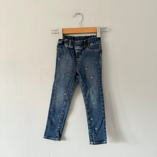 Gap / Stretch denim with sparkle hearts / 4Y