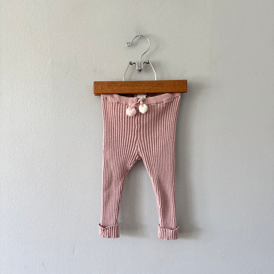 H&M / Pink ribbed knit leggings / 12-18M