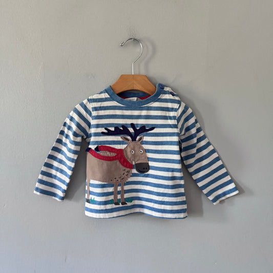 John Lewis / White blue stripe long sleeve / 9-12M