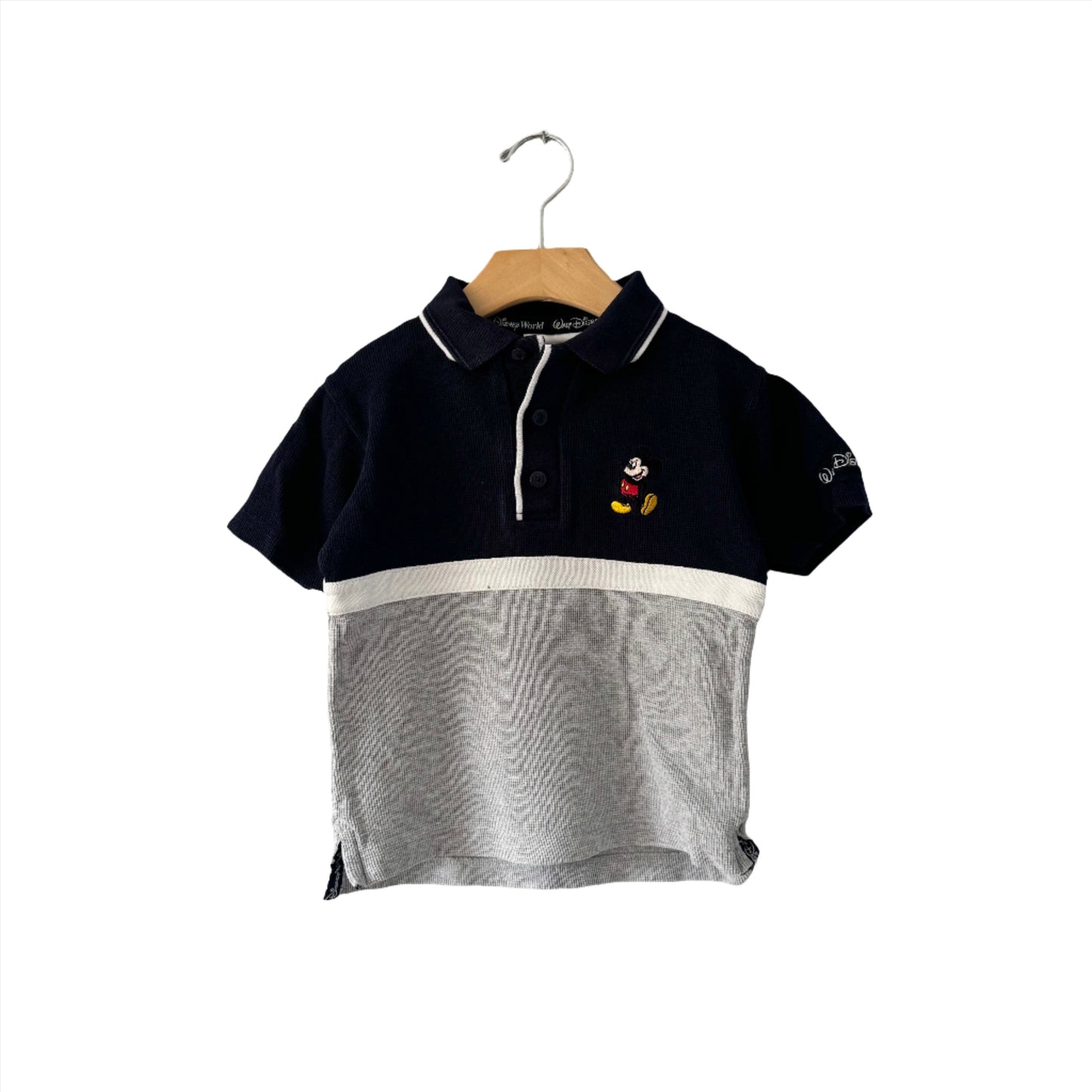 Disney World / Navy x light grey Mickey polo shirt / 4Y