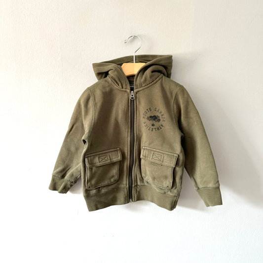 Roots / Khaki zip up hoodie / 4T