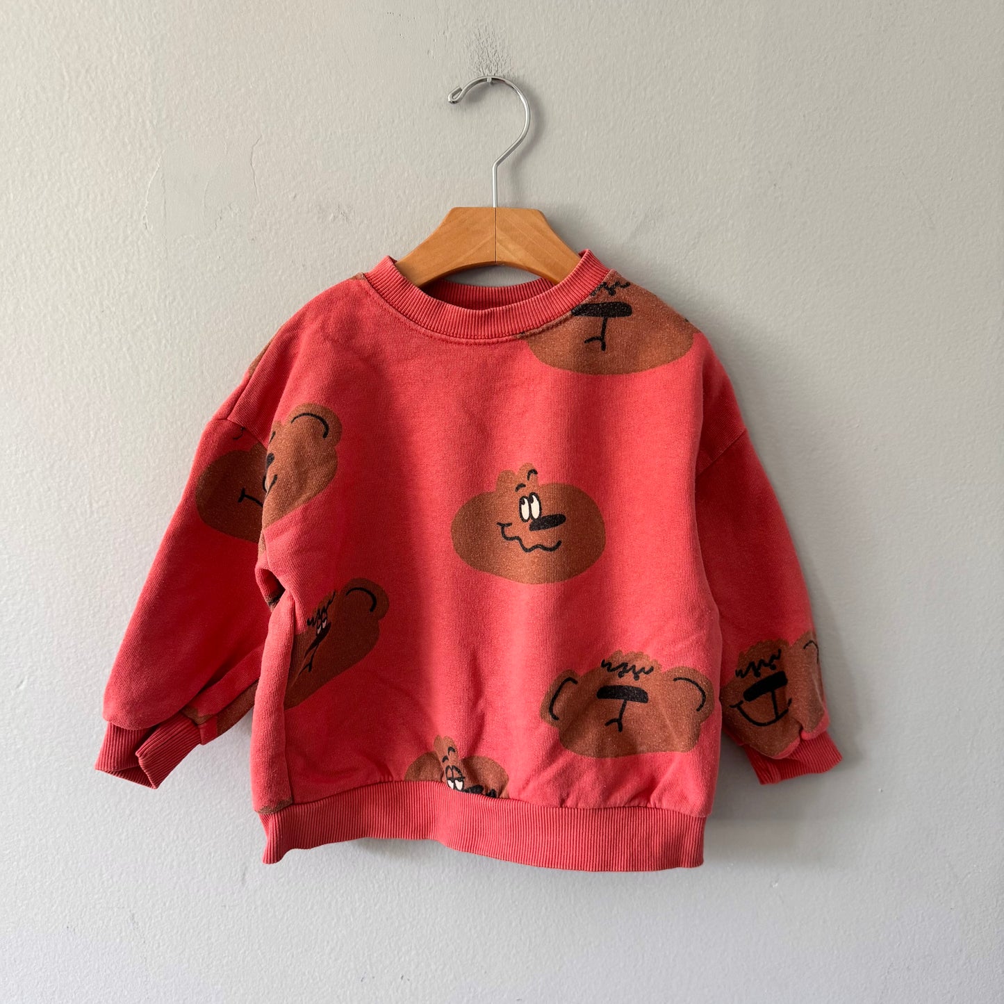 Zara / Red x animal face sweatshirt / 3Y