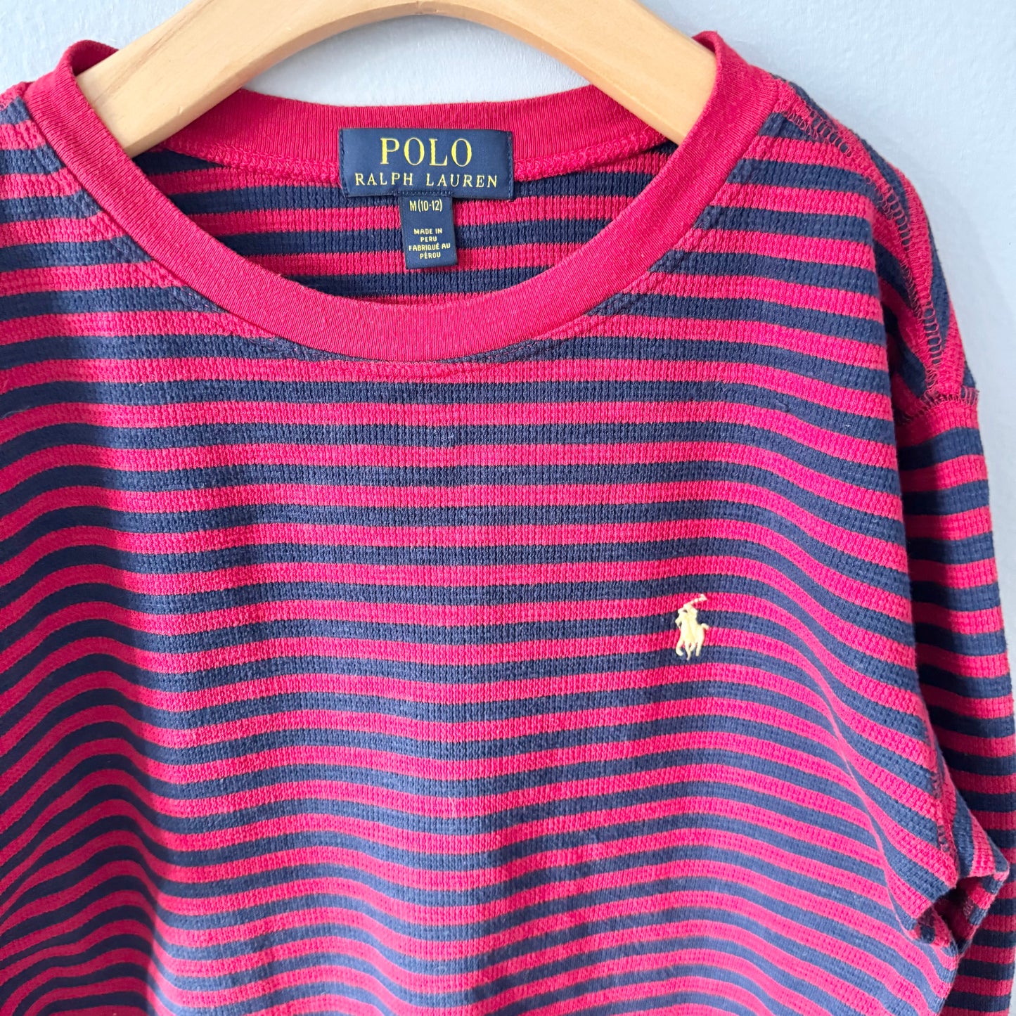 Polo Ralph Lauren / Red navy stripe waffle top / 10-12Y