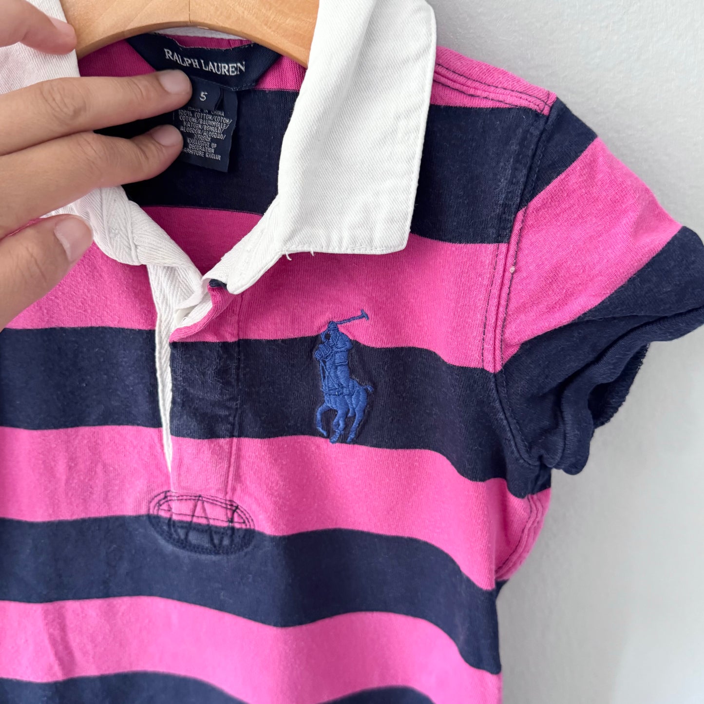 Polo Ralph Lauren / Pink x navy stripe summer dress / 5Y