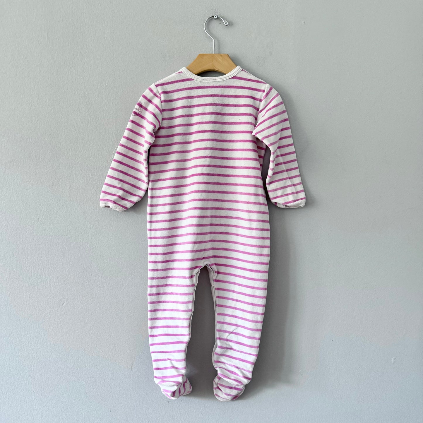 Petit Bateau / Velour striped romper / 24M