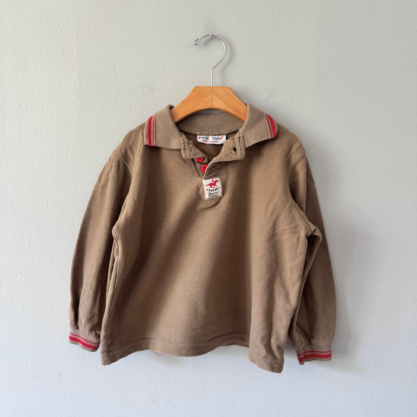 Vintage Please mum / Brown polo shirt / 3-4Y