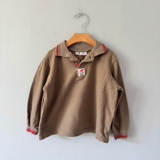 Vintage Please mum / Brown polo shirt / 3-4Y