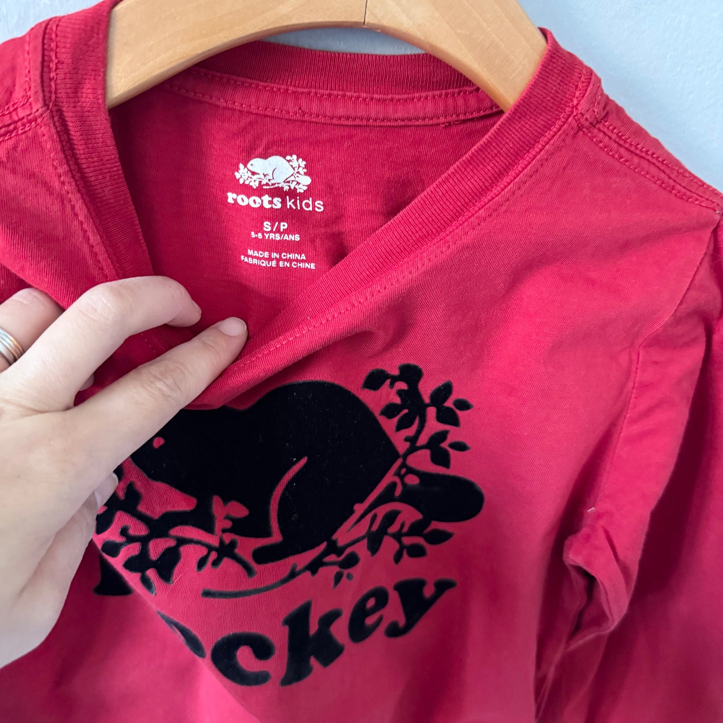Roots / Chandail de hockey à manches longues rouge / 5-6 ans