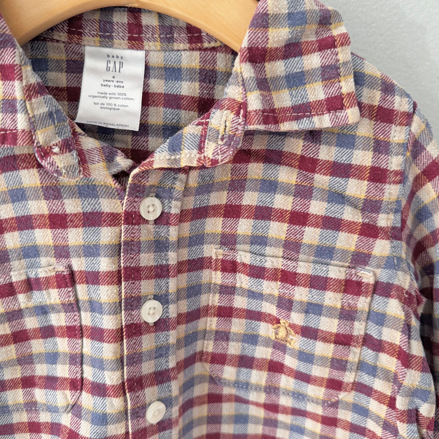Gap	/ Brown checked flannel shirt / 4Y