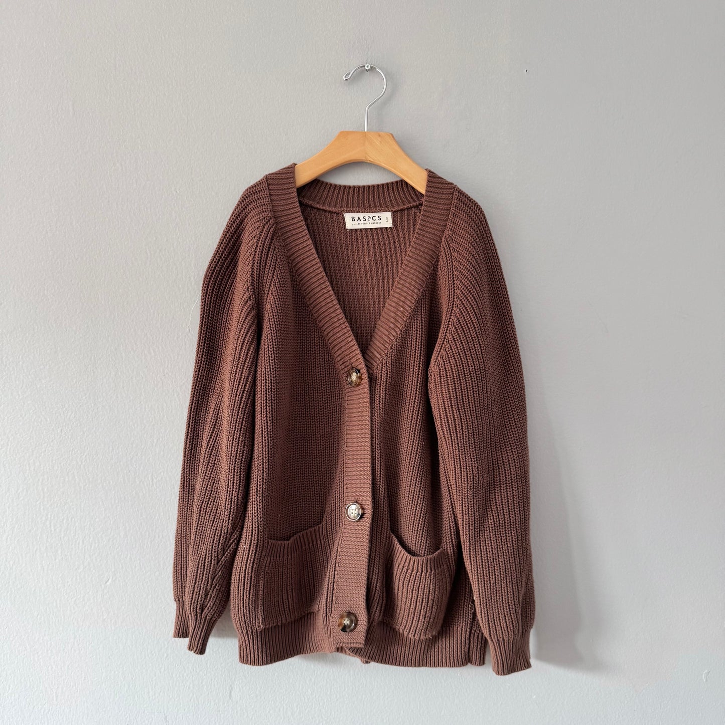Les Petites Natures / Brown ribbed cardigan / 8-9Y