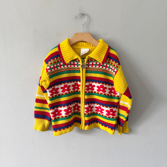 No brand / Pic Kids Market yellow knit zip up / 4-5Y