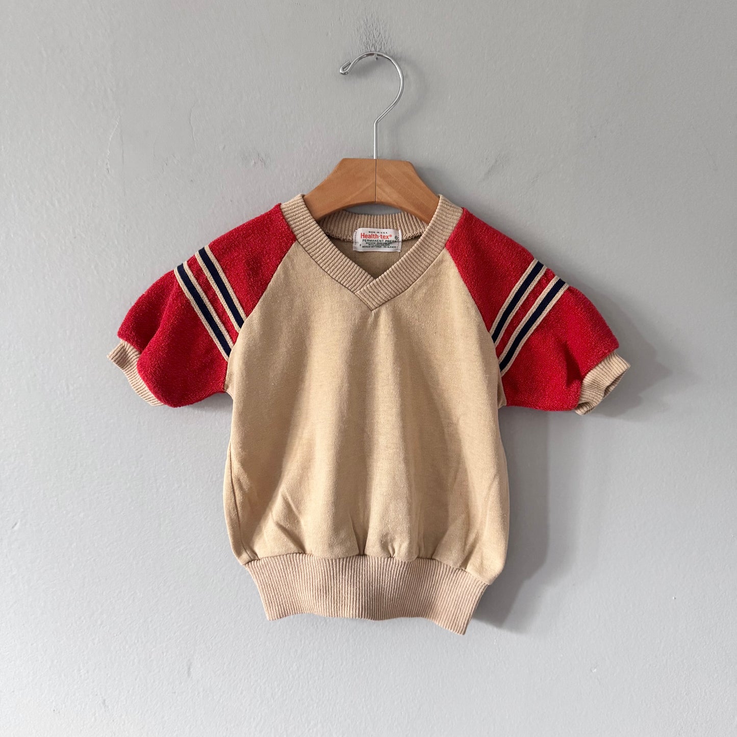 Vintage Health tex / Beige crew short sleeve / 6Y(Fits 3-4Y)