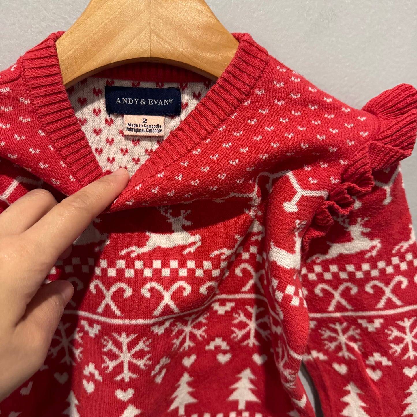 Andy & Evan / Red x white holiday sweater / 2Y